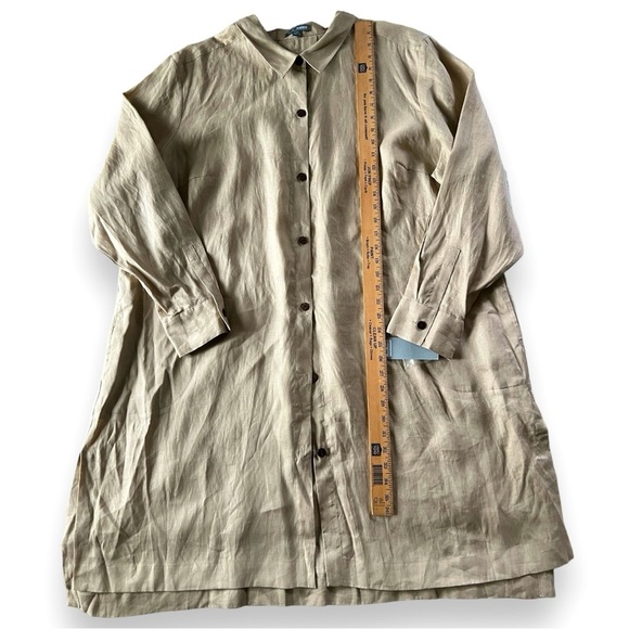 Go by Go Silk 100% Linen Lagenlook Button Down Duster Shirt Dress NWT Sz 3X - Picture 9 of 12
